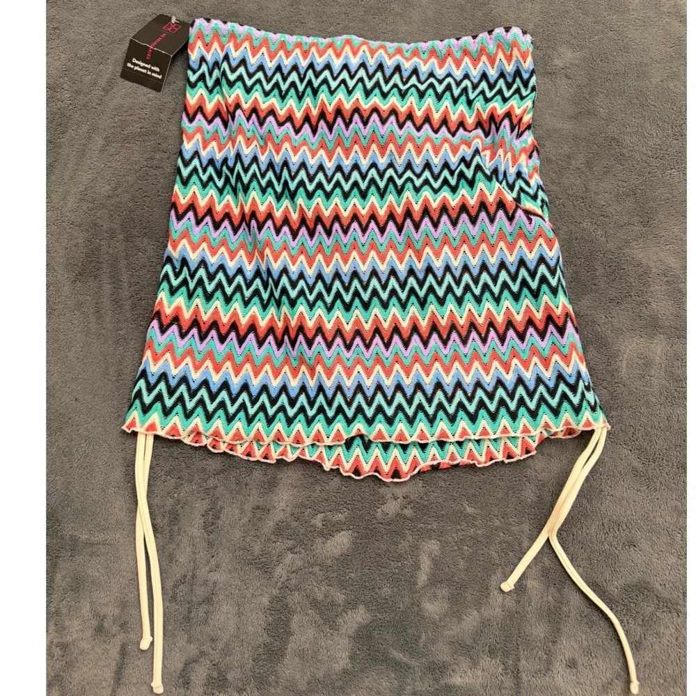 No Boundaries Swimsuit Cover Up Women Large Multicolor Excellent Zig Zag Knit